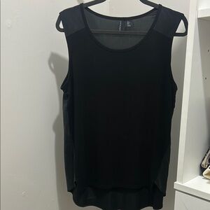 🖤 Cynthia Crowley Black Sleeveless Blouse – Size Large